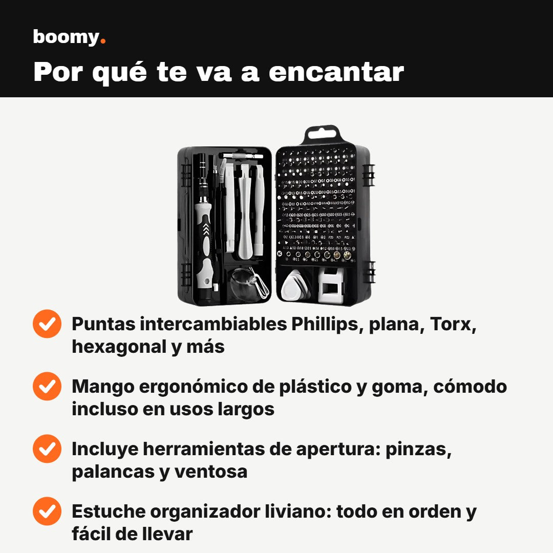 Kit Destornilladores de Precisión 115 en 1 con Estuche
