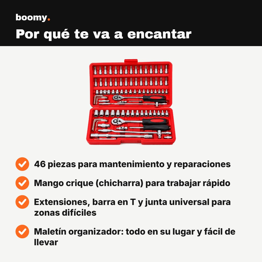 Kit de Herramientas 46 Piezas con Maletín