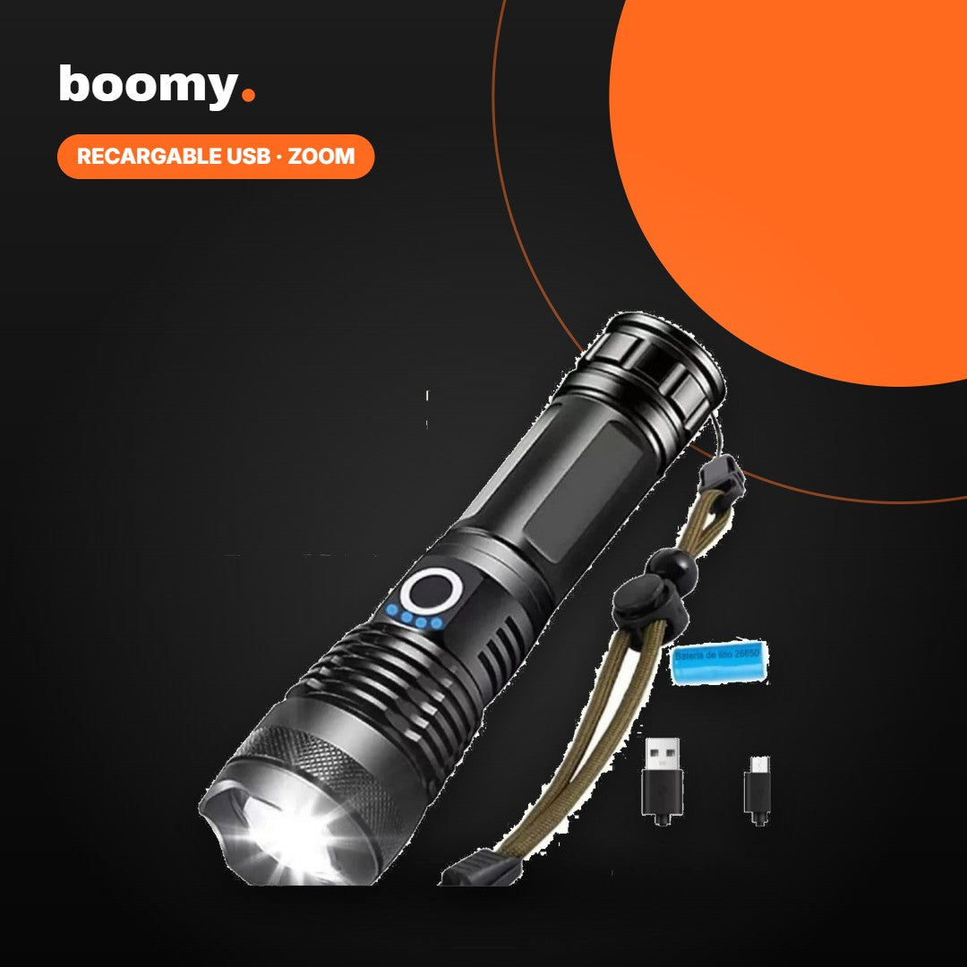 Linterna LED Táctica Recargable con Zoom