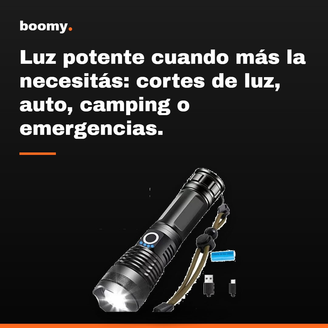 Linterna LED Táctica Recargable con Zoom