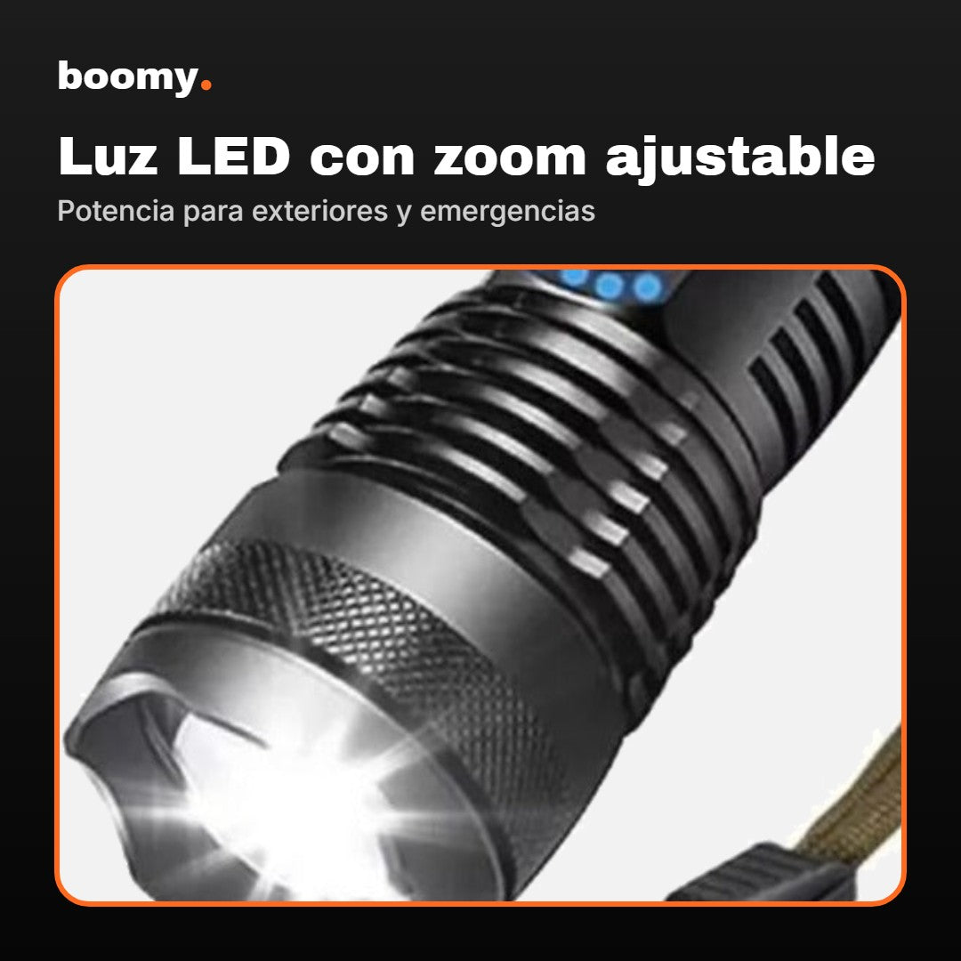 Linterna LED Táctica Recargable con Zoom