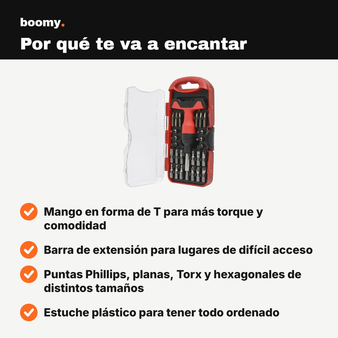 Set de Destornilladores 25 Piezas con Puntas Intercambiables