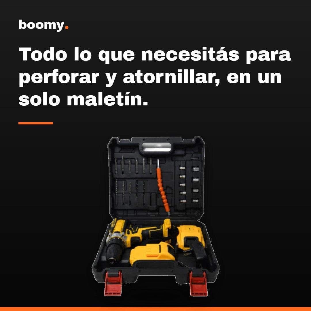 Taladro Inalámbrico Pro con 2 Baterías y Maletín